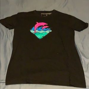 Black t with dolphin graphic
